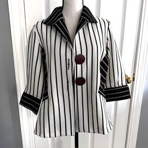 IC By CONNIE K Women's Black White Jacket, Blazer, Size S, 3/4 Sleeves